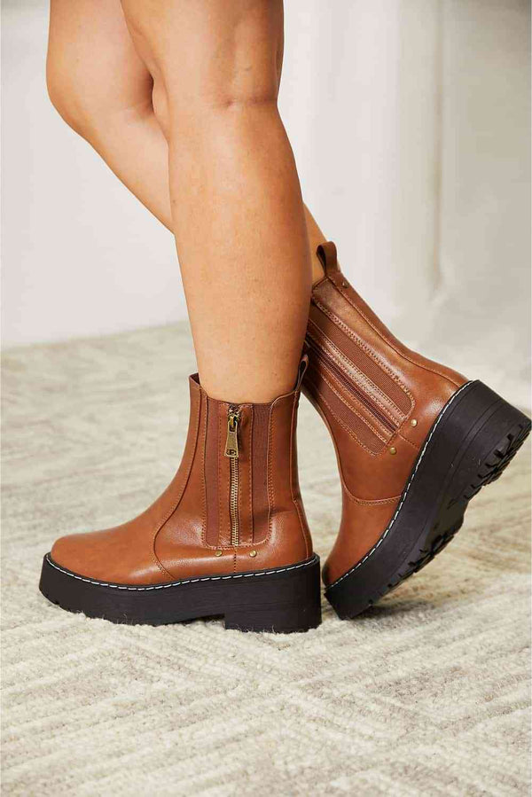  Side Zip Platform Boots Trendsi