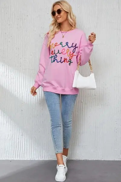 Letter Graphic Dropped Shoulder Sweatshirt Bazaarbey