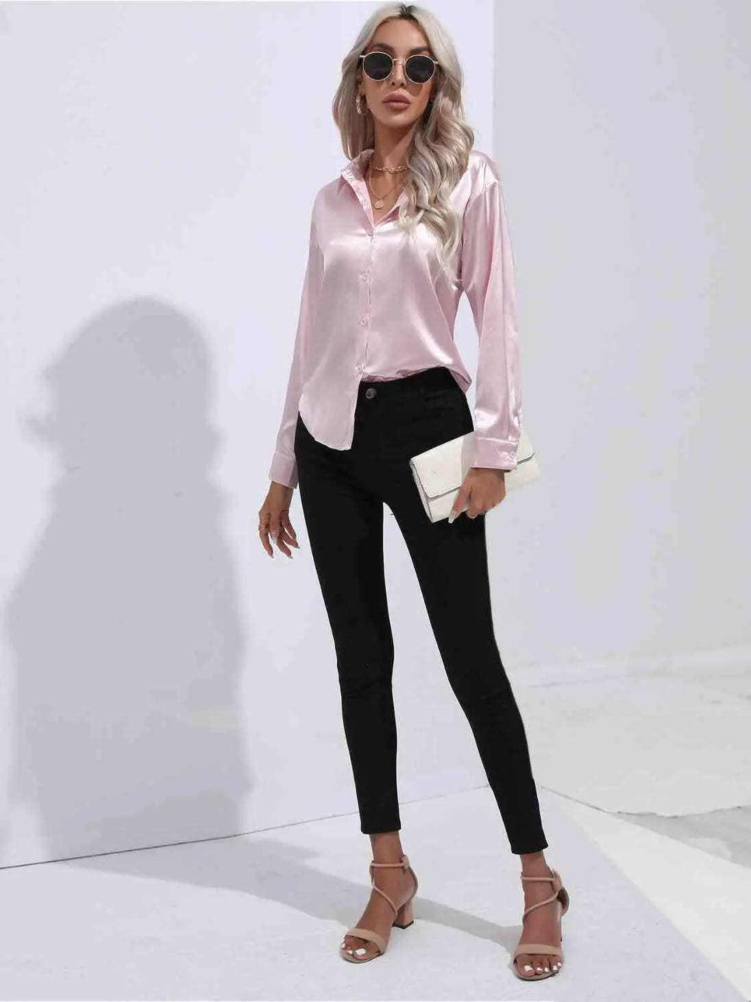 Collared Neck Buttoned Long Sleeve Shirt Bazaarbey