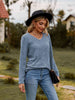 Ribbed V-Neck Long Sleeve Tee Trendsi