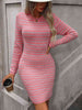 Striped Round Neck Sweater Dress Bazaarbey