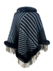 Striped Fringe Hem Poncho Bazaarbey