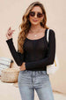 Scoop Neck Long Sleeve Knit Top Trendsi