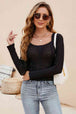 Scoop Neck Long Sleeve Knit Top Trendsi