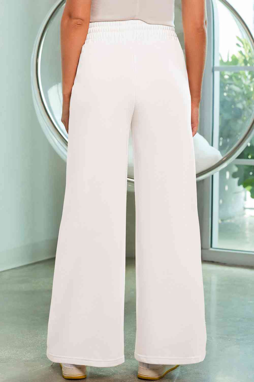 Drawstring Wide Leg Pants with Pockets Bazaarbey