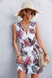 Printed Zip Detail Belted Sleeveless Dress -BazaarBey - www.shopbazaarbey.com