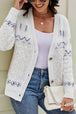 Printed V-Neck Buttoned Cardigan Trendsi