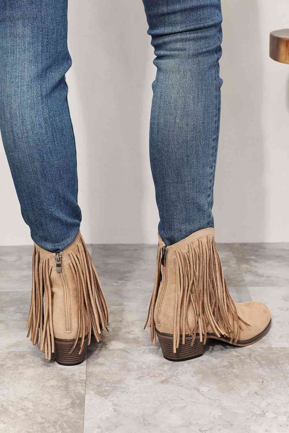  Women's Fringe Cowboy Western Ankle Boots Trendsi