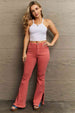  Bailey  High Waist Side Slit Flare Jeans Trendsi