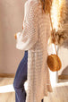 Dropped Shoulder Long Sleeve Crochet Duster Cardigan Trendsi