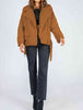 Zip-Up Belted Sherpa Jacket Trendsi