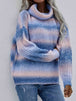 Rainbow Rib-Knit Turtleneck Drop Shoulder Sweater Trendsi