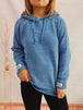 Drawstring Long Sleeve  Hooded Sweater Bazaarbey