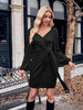 Asymmetrical  Puff Sleeve Mini Dress -BazaarBey - www.shopbazaarbey.com