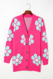 Floral Button-Up V-Neck Cardigan Bazaarbey