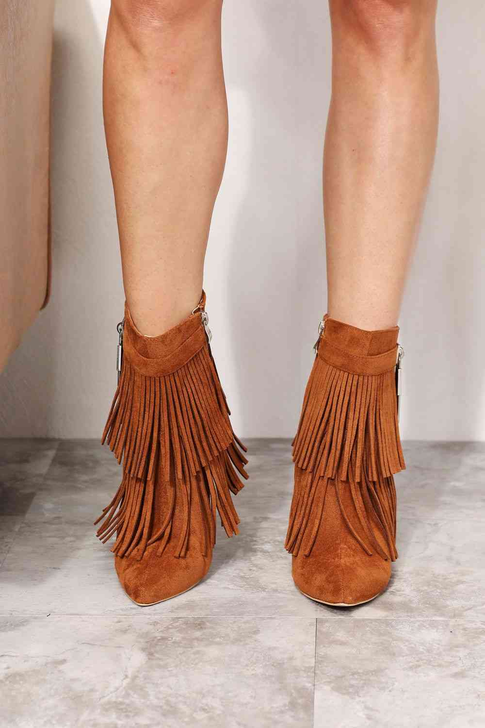  Women's Tassel Wedge Heel Ankle Booties Trendsi