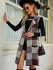 Plaid Lapel Collar Sleeveless Cardigan Bazaarbey