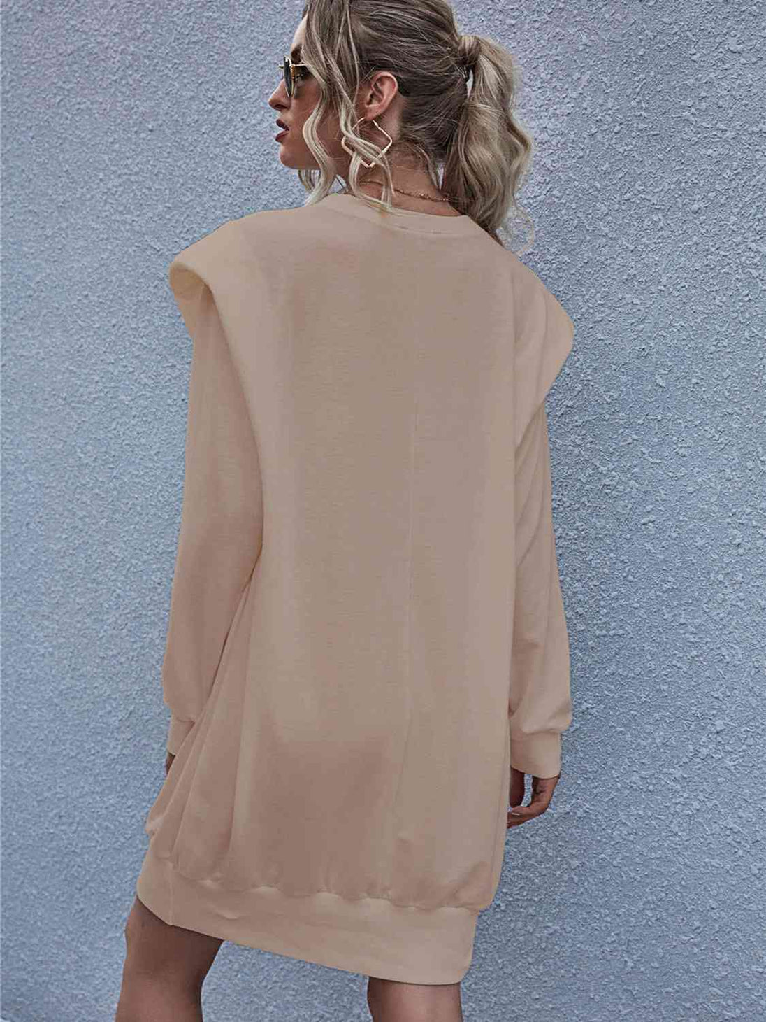 Round Neck Long Sleeve Mini Dress -BazaarBey - www.shopbazaarbey.com