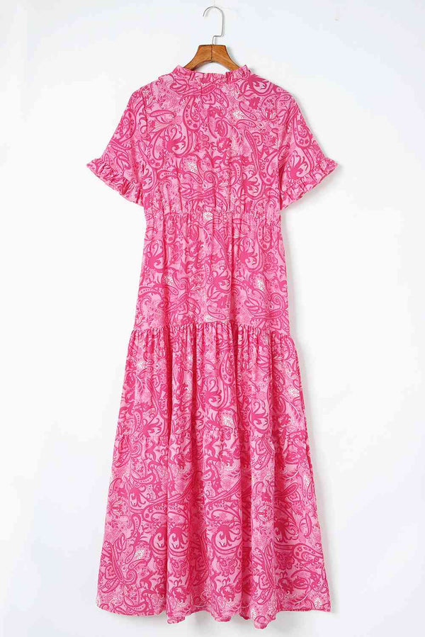 Paisley Print Flounce Sleeve Maxi Dress -BazaarBey - www.shopbazaarbey.com