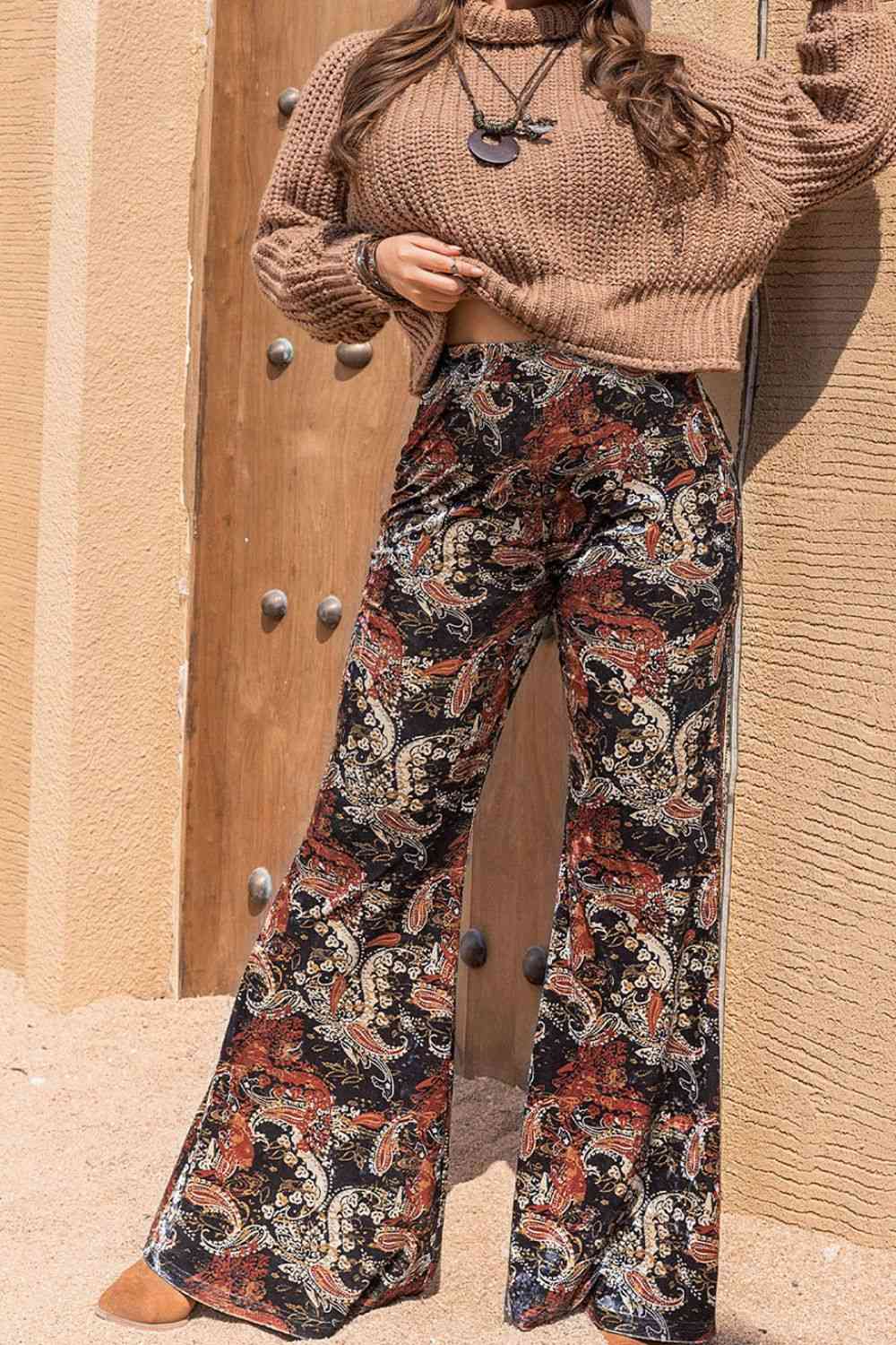  Printed Wide Leg Long Pants Bazaarbey