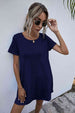 Round Neck Short Sleeve Mini Dress -BazaarBey - www.shopbazaarbey.com