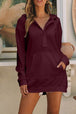 Drawstring Half Zip Hooded Dress -BazaarBey - www.shopbazaarbey.com