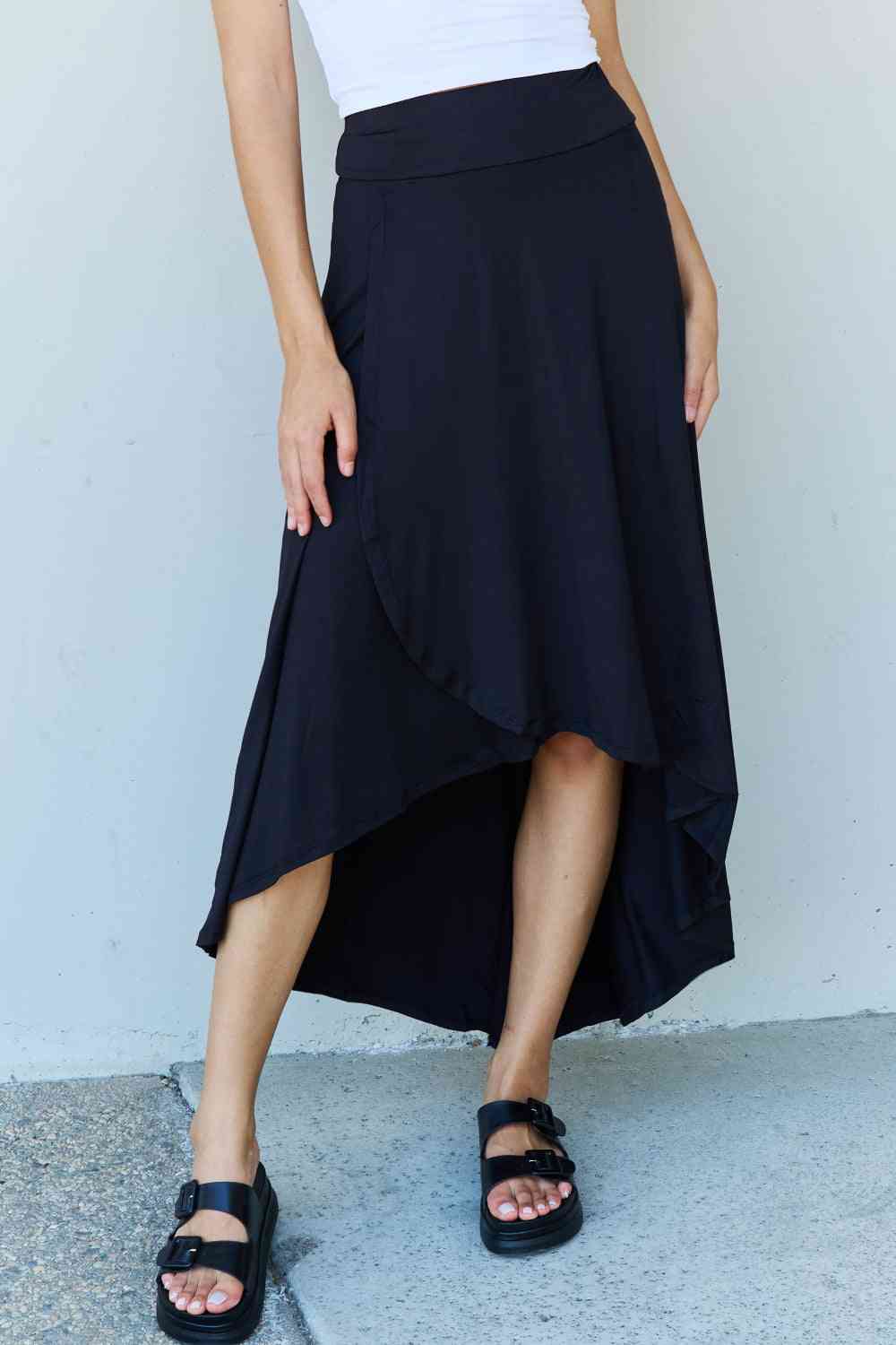  First Choice High Waisted Flare Maxi Skirt in Black 