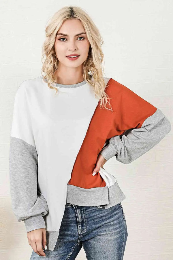  Exposed Seam Asymmetrical Sweatshirt Trendsi