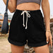 Drawstring High Waist Denim Shorts with Pockets Bazaarbey