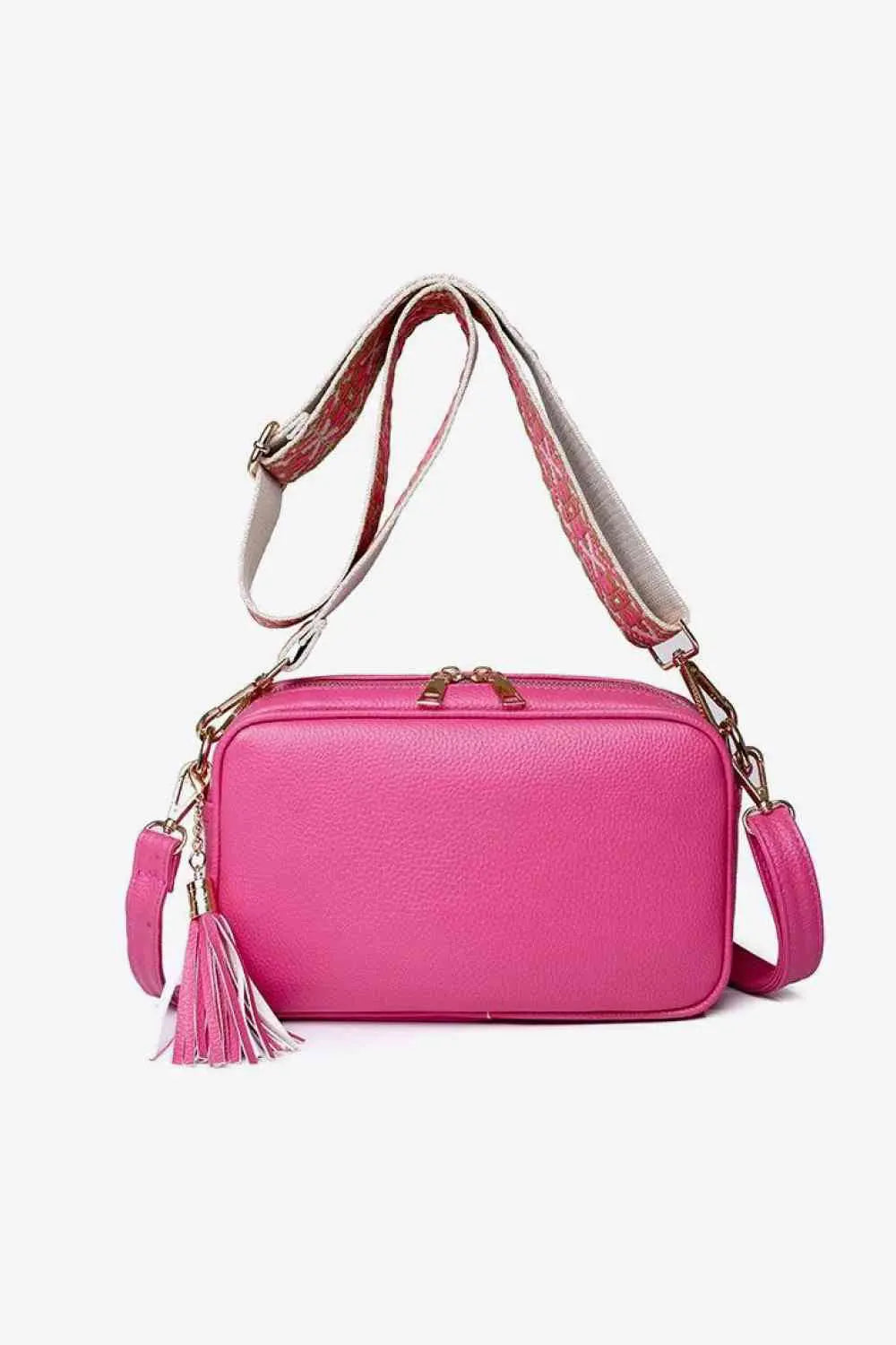 PU Leather Tassel Crossbody Bag Trendsi