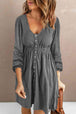 Scoop Neck Empire Waist Long Sleeve Mini Dress -BazaarBey - www.shopbazaarbey.com