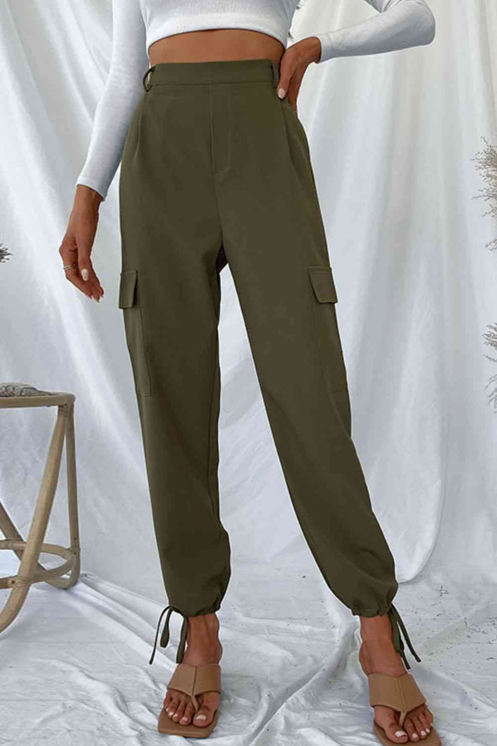 Drawstring Ankle Cargo Pants Bazaarbey