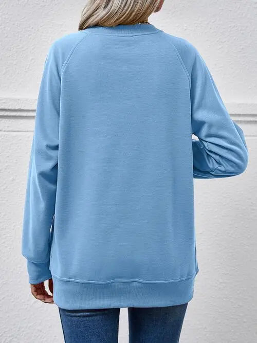 Round Neck Long Sleeve Sweatshirt Trendsi