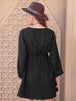 Notched Neck Long Sleeve Printed Mini Dress -BazaarBey - www.shopbazaarbey.com