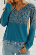 Printed Notched Long Sleeve T-Shirt Trendsi