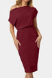 Boat Neck Short Sleeve Knee-Length Dress -BazaarBey - www.shopbazaarbey.com