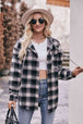 Plaid Dropped Shoulder Hooded  Jacket Trendsi