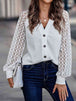 Lantern Sleeve V-Neck Button-Down Cardigan Trendsi