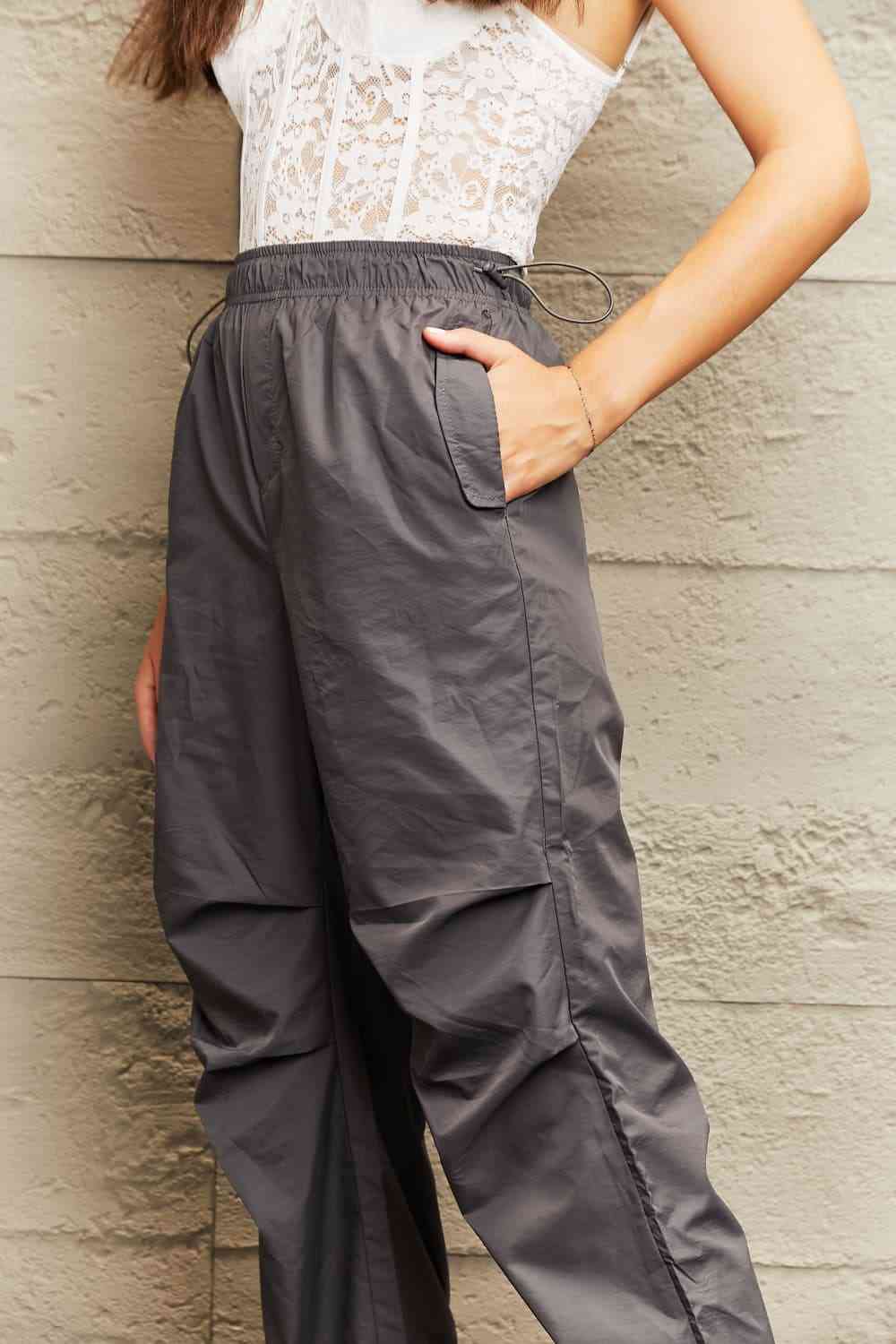 Drawstring Waist Pants with Pockets Bazaarbey