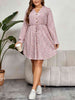 Plus Size V-Neck Tie Waist Long Sleeve Dress -BazaarBey - www.shopbazaarbey.com