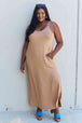 Ninexis Good Energy Full Size Cami Side Slit Maxi Dress in Camel Bazaarbey