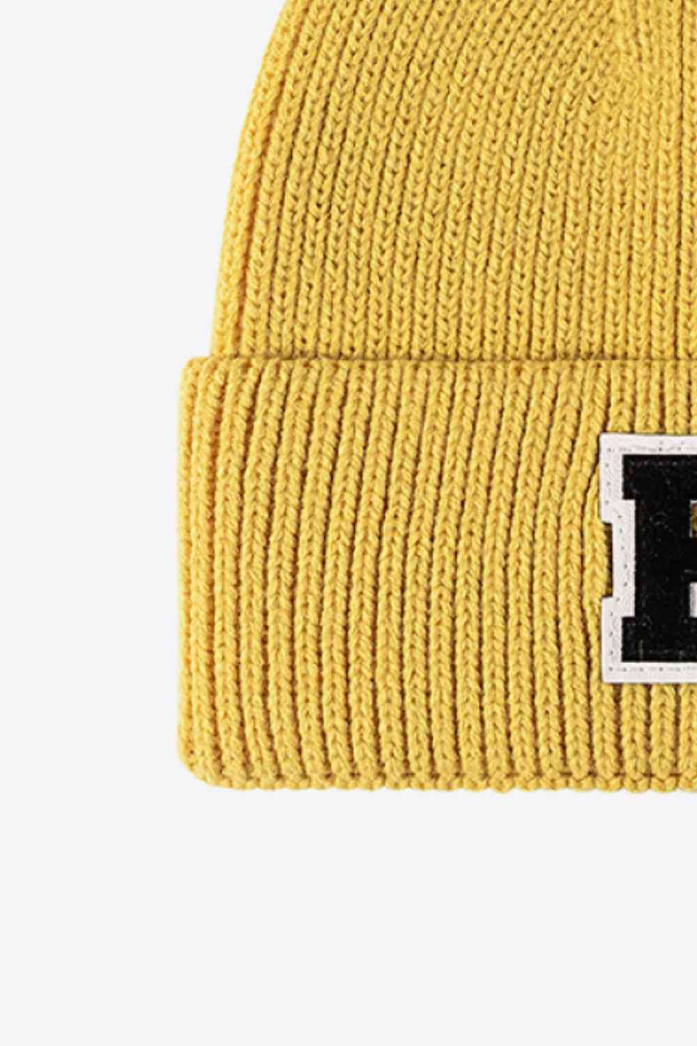 Letter Patch Cuffed Knit Beanie Trendsi