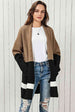 Color Block Dropped Shoulder Longline Cardigan Trendsi