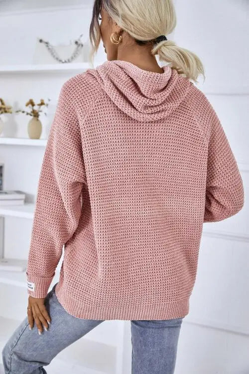 Drawstring Long Sleeve Hooded Sweater Bazaarbey