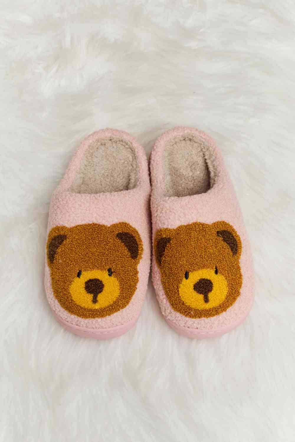 dy Teddy Bear Print Plush Slide Slippers Trendsi