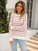 Striped Drop Shoulder Knit Top Trendsi