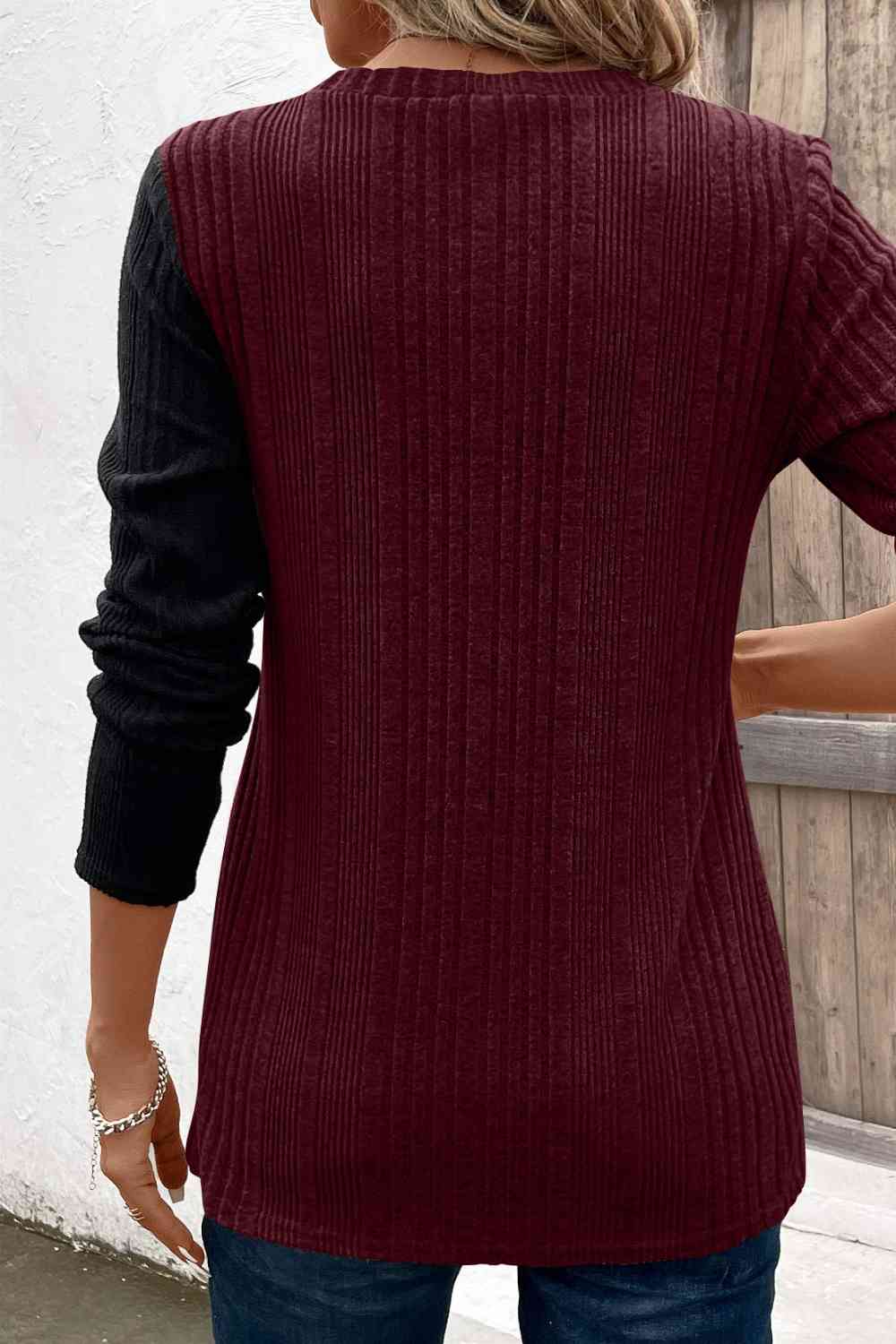  Long Sleeve Knit Top Trendsi