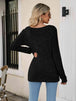 Square Neck Ribbed Long Sleeve T-Shirt Trendsi