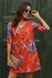 Printed Buttoned V-Neck Half Sleeve Dress -BazaarBey - www.shopbazaarbey.com