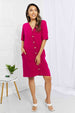  Sunday Brunch Button Down Knee-Length Dress in Magenta -BazaarBey - www.shopbazaarbey.com